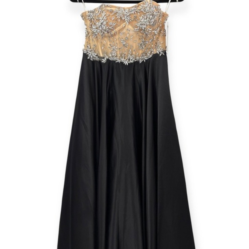 NWT Mac Duggal Black Nude Strapless Embellished Bustier Ball Gown $898 - Size 8 - Picture 3 of 15